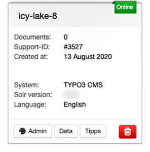 Screenshot | Hosted Solr: Automatisierte Verwaltung